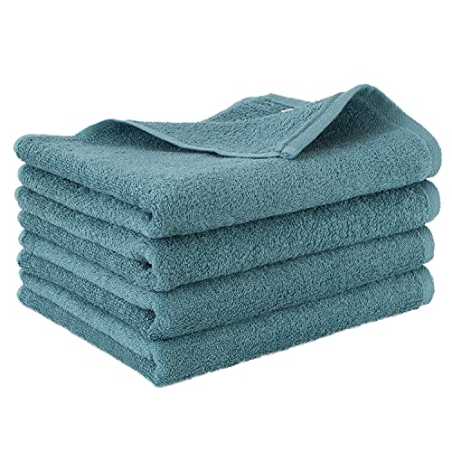 ブルーム 日本製 ラージ フェイスタオル 4枚セット ファミーユ 大きめ 大判 泉州タオル 吸水 速乾 やわらか 家庭用 ミニバスタオル (セルリアンブルー)