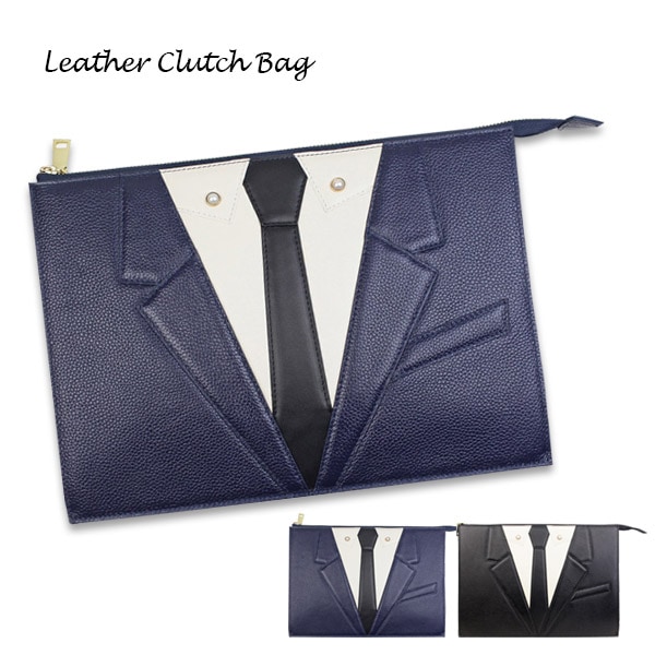 スーツ型 ユニーククラッチバッグ 本革 クラッチ ハンドバッグ セカンドバッグ ハンドストラップ 革 レザー メンズ 男性用 レディース 女性 ビジネスバッグ 結婚式 冠婚葬祭 ギフト プレゼント 父