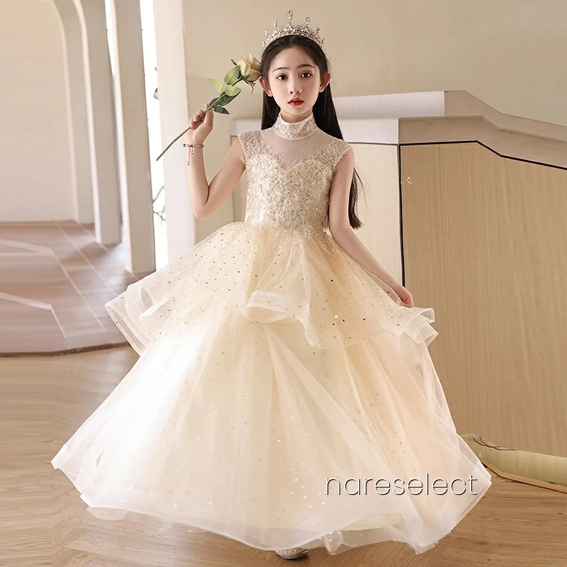 【2025新作】女の子用フォーマルドレス ピアノ発表会・ファッションショー用 ふわふわパフスカート 司会者向けイブニングドレス（春のパーティーウェア）