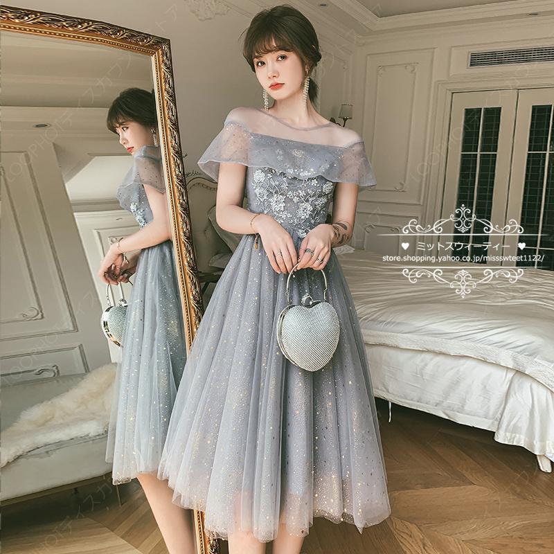 カラードレス ファスナー パーティードレス フォーマルドレス ミディアムドレス ミニドレス グレー 結婚式 二次会 披露宴 発表会 演奏会 謝恩会 食事会 同窓会-69