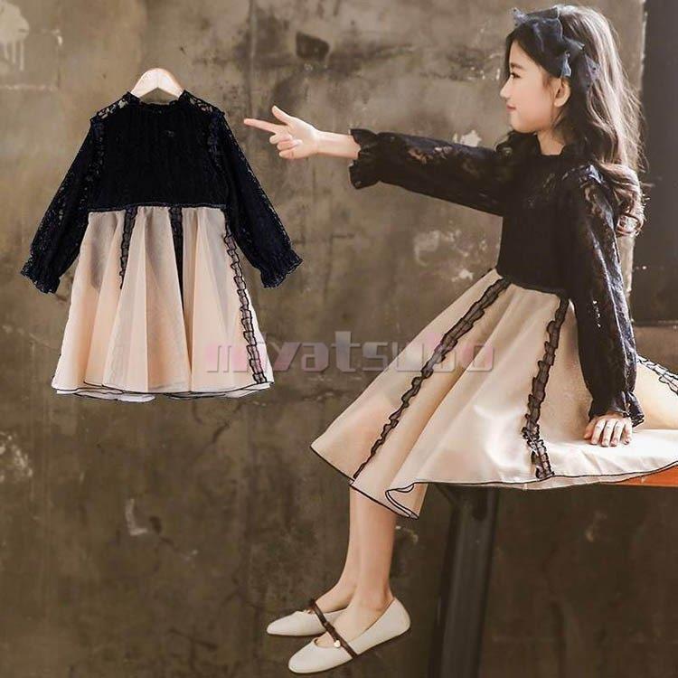 子供服 レース フォーマル 入学式 入園式 卒園式 発表会 結婚式 プルオーバー 韓国 子ども服 秋冬　レースワンピース　チュールスカート 女の子 キッズ用