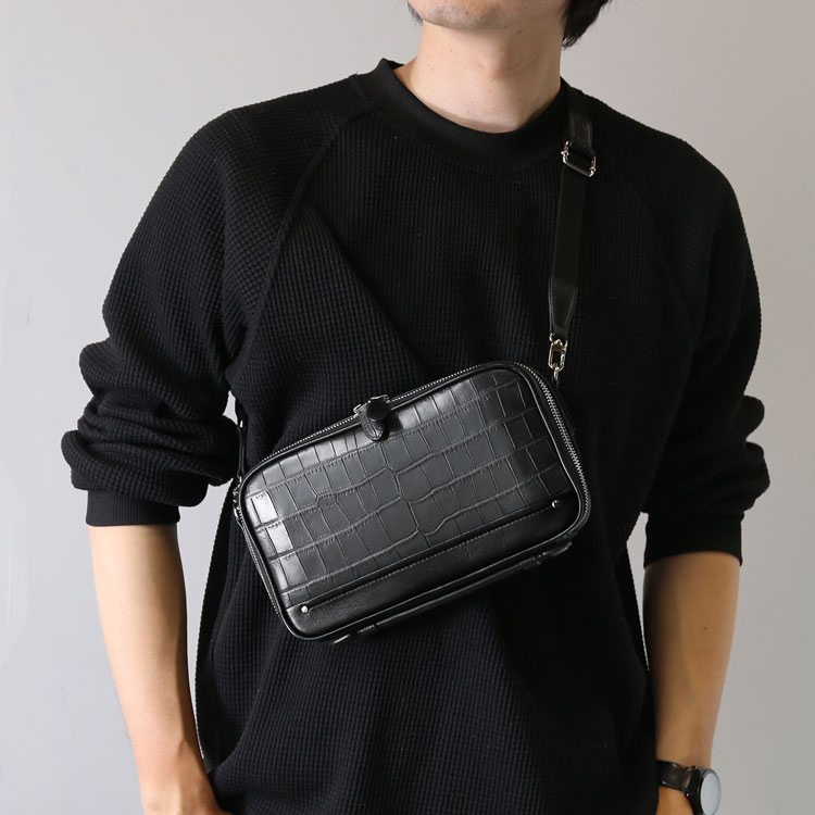クロコダイル 2way ボディバッグ メンズ バッグ セカンドバッグ ミニバッグ ショルダーバッグ ハンドル付き 斜め掛け 本革 鰐革 保証書 付き プレゼント ギフト 4FA(06001886r)