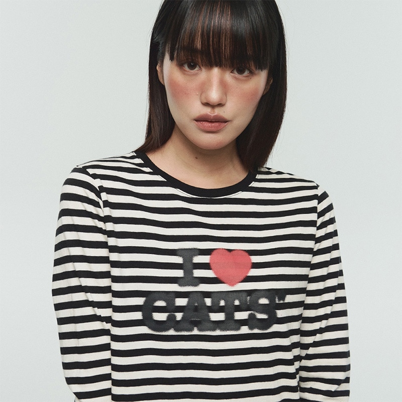 I LOVE CATS STRIPE LONG SLEEVE