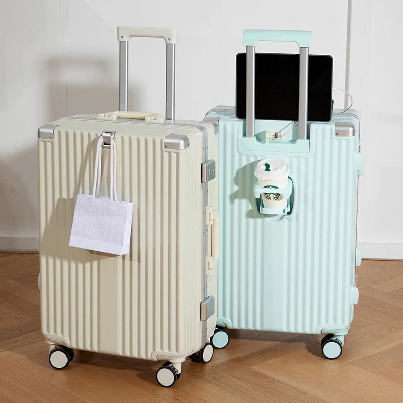 多機能マルチサイズスーツケース レバー箱 s-xlサイズの搭乗箱 アルミフレームモデルとジッパーモデルの2種類 充電式のスーツケース カップホルダーが付いていて水を入れやすいん