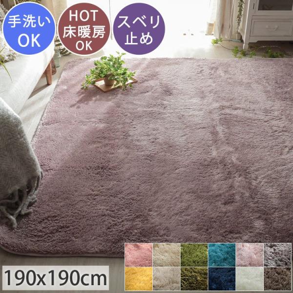 ラグ ラグマット おしゃれ 冬 北欧 正方形 190190cm 6畳 洗える 8畳 安い 冬 絨毯 滑り止め 年中 防音 マイクロファイバー