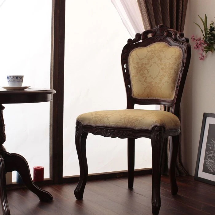 ダイニングチェアー 肘無し ロココ調家具 おしゃれ クラシック アンティーク調