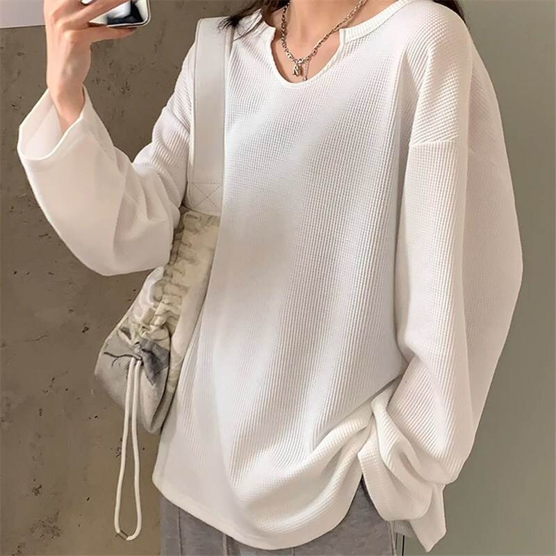 【期間限定】お洒落 おしゃれ 上品 大人 カジュアル きれいめ 大人可愛い かわいい コットン Vネック 長袖 袖あり シャツ