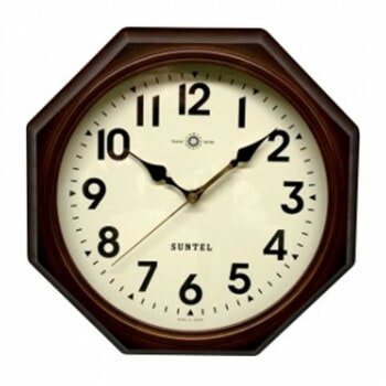 さんてる SKP電波 日本製 天然木レトロ8角電波掛け時計（アラビア文字）アンティークブラウン DQL713_A