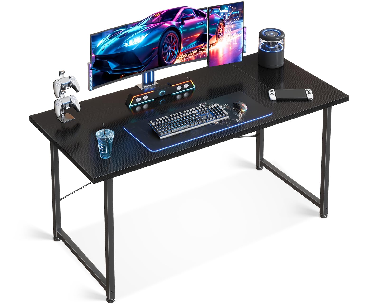 ODK パソコンデスクゲーミングデスク 机 pcデスク 幅120cm 桌子 ゲームデスク computer desk 在宅ワーク おしゃれ 組立簡単 ブラック