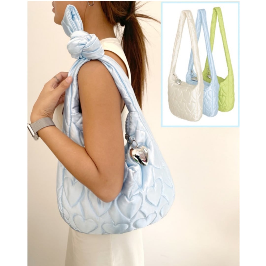 Heart quilting medium bag キーリング付き