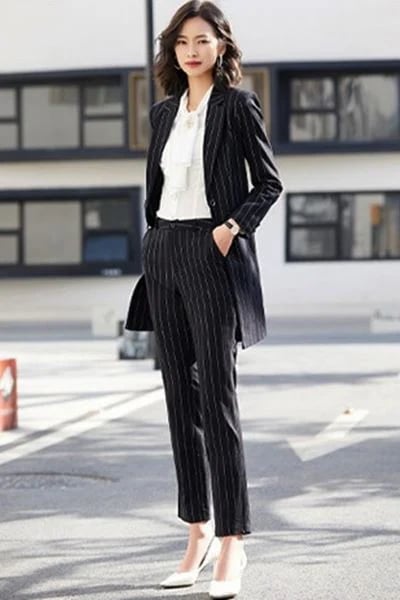 【新作】大きいサイズ スーツ フォーマル OL OL通勤 通勤 ビジネス 就活 就活スーツ 卒業式 入学式 パンツスーツ スカートスーツ パンツスタイルorスカートスタイルの2点セット！ストライプ