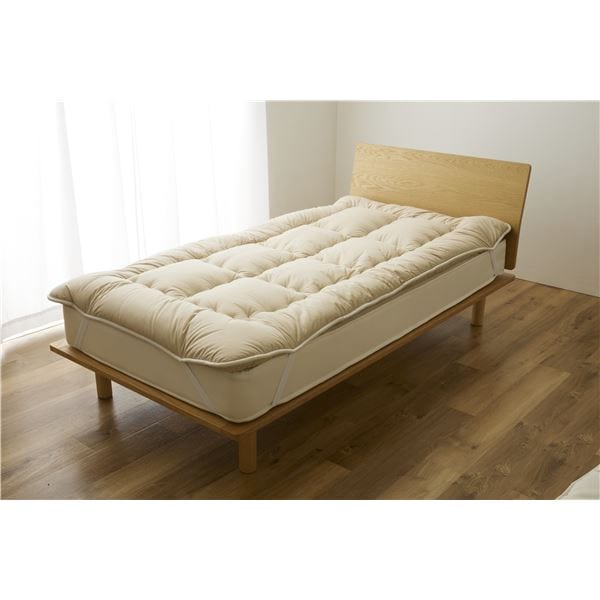 Sleep Niceday フランス産ウォッシャブルウール100%使用した 増量プレミアムベッドパッド 日本製/消臭/吸湿 シングル（S） グレージュ