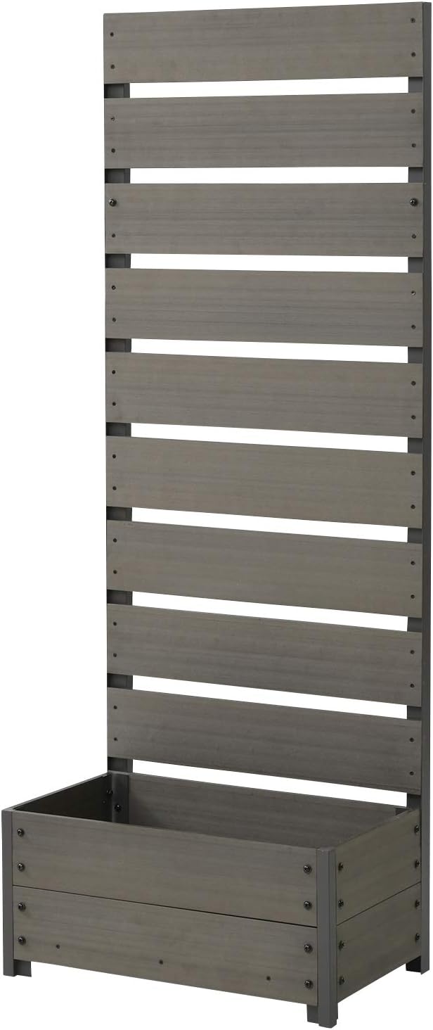 山善 フェンス 目隠し 人工木 プランター付き (幅56 高さ150cm) ブラウン YPF-1550(BR)