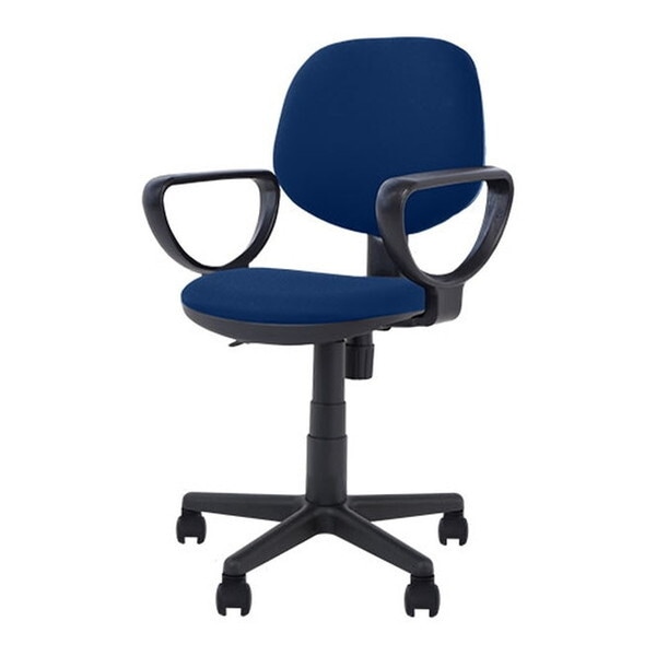 Netforce WLT-2AR-W-NV ネイビー オフィスチェア (軽量 デスクチェア 肘付き 布張り 座面昇降) メーカー直送