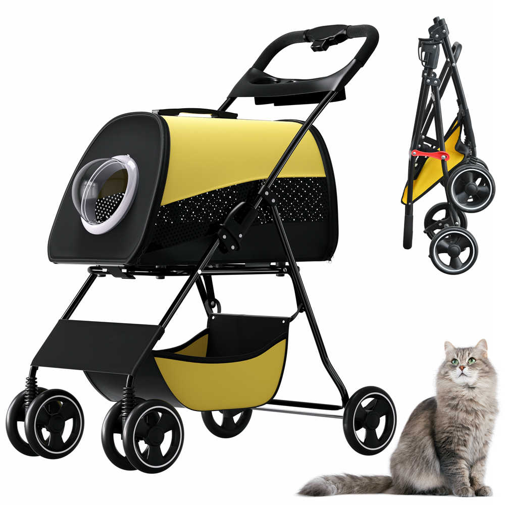 【日本国内出荷3日で配達】猫犬兼用分離型ペットバギーペットカート軽量コンパクト多機能ワンタッチ3Way折りたたみ前輪360回転後輪ブレーキ付飛び出し防止猫犬用ベビーカー小型犬中型犬外出散歩DJYC06