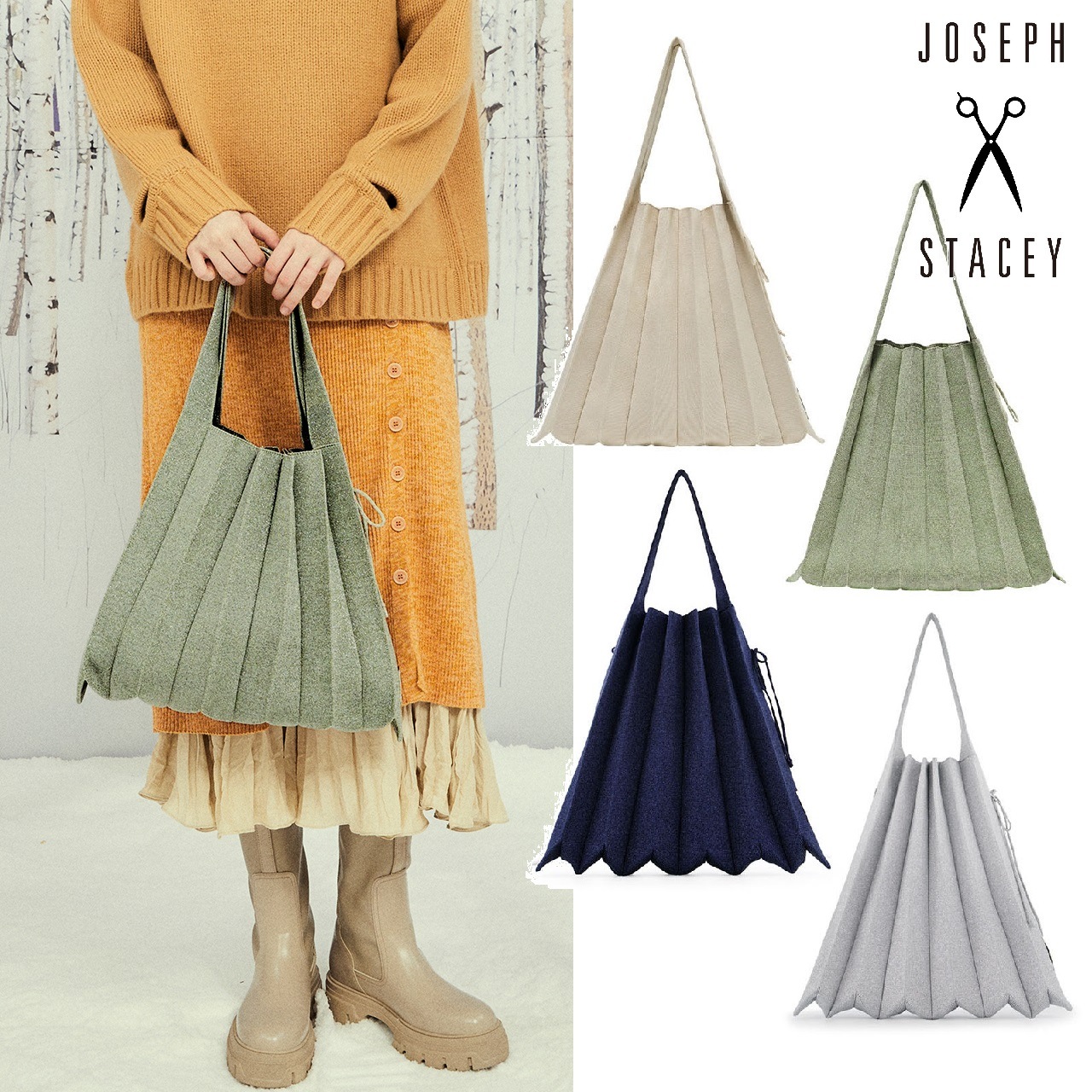 Lucky Pleats Knit L Starry (ALL) 9色 韓国人気 韓国ファッション 男女共用 エコバッグ 女性バッグ デイリーバッグ ショッパーバッグ ギフト用 ショッピングバッグ