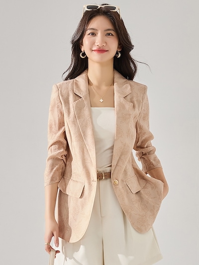 25厳選春の作開襟プリント薄身みみシングルブレスト職業ファッッション小物スーツコート女