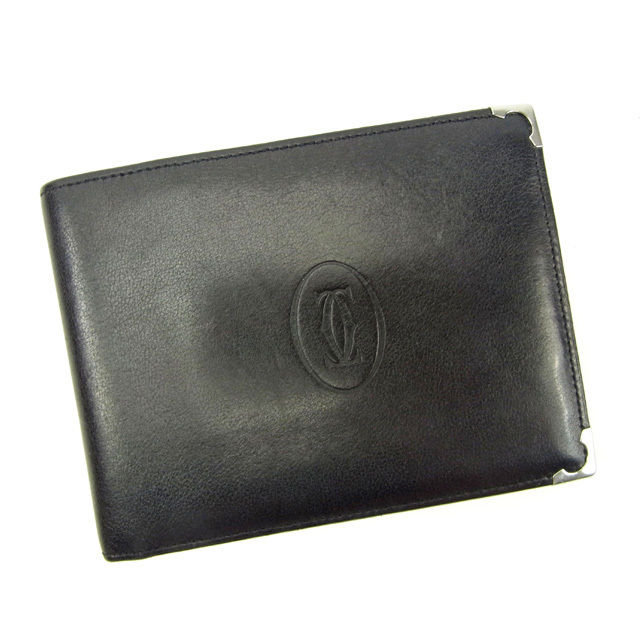 二つ折り財布 マストライン ブラック ボルドー 中古