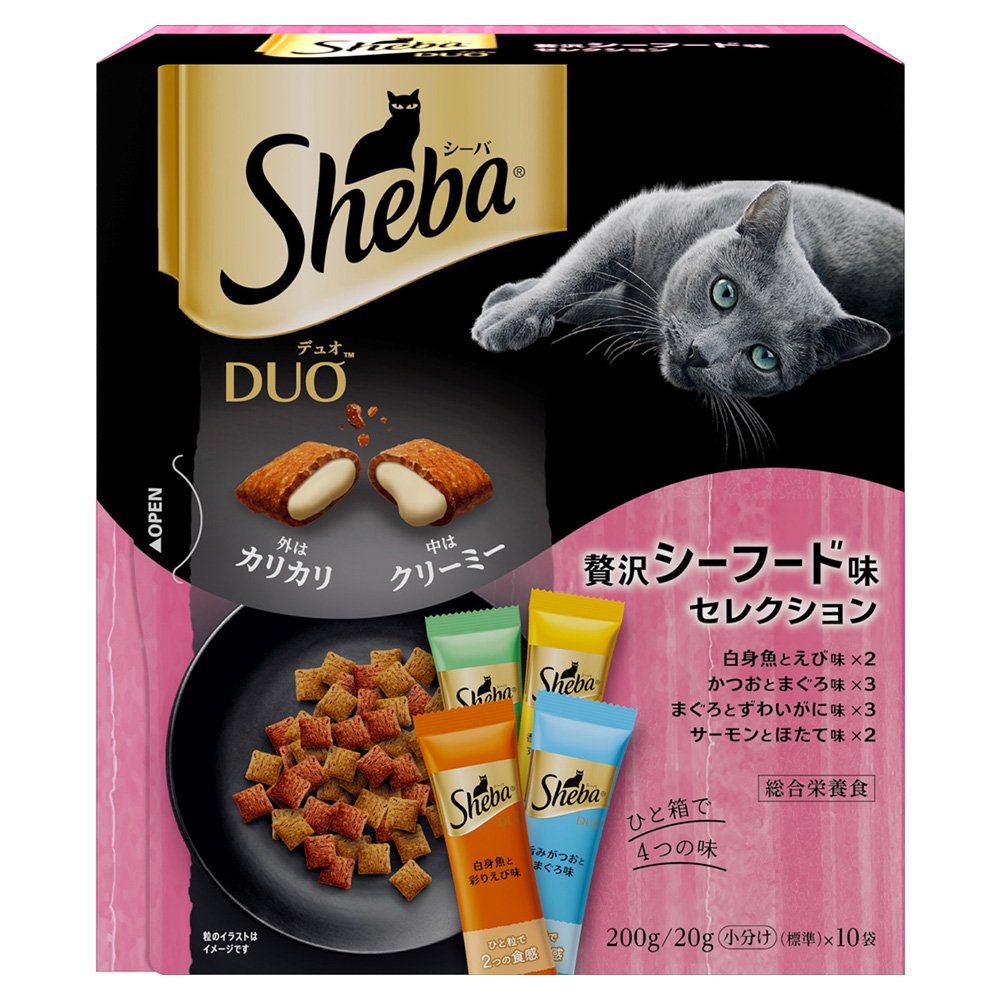 キャットフード　デュオ　贅沢シーフード味セレクション　２００ｇ（２０ｇX１０袋）　X１２個　お一人様１点限り　ＣＲＣ35―15―76―20―00
