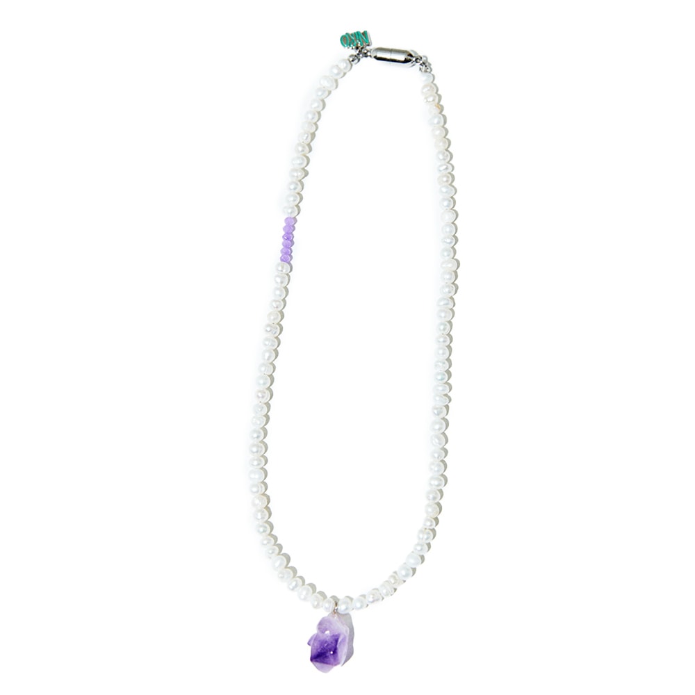 AMETHYST PURPLE POINT PEARL NECKLACE #58