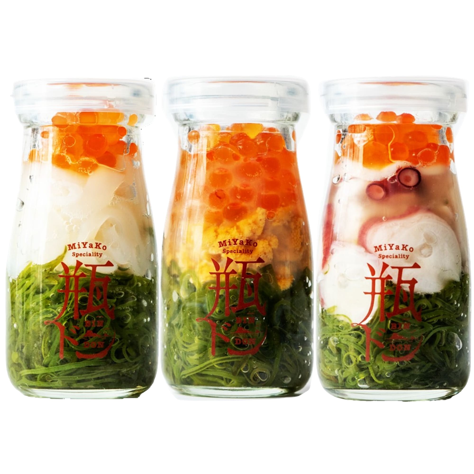 川秀 瓶ドン ウニ イカ タコ 3本 セット (90g×3) 海鮮丼 ギフト お取り寄せ イクラ メカブ 瓶どん 瓶丼 三陸 岩手 宮古 贈り物 海鮮 瓶 母の日 父の日 敬老の日 お中元 お歳暮