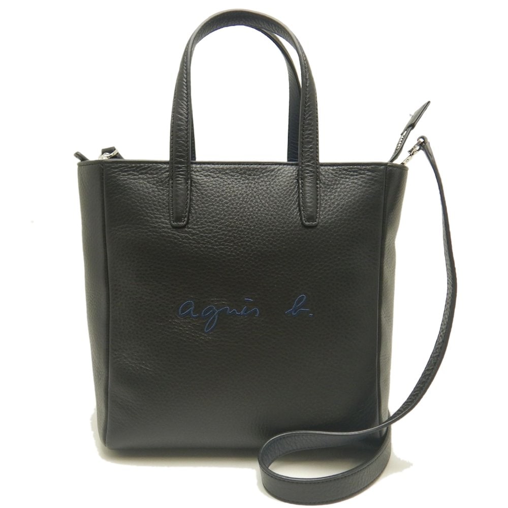 2WAY トートバッグ レザー ブラック ネイビー レディース /253151【中古】