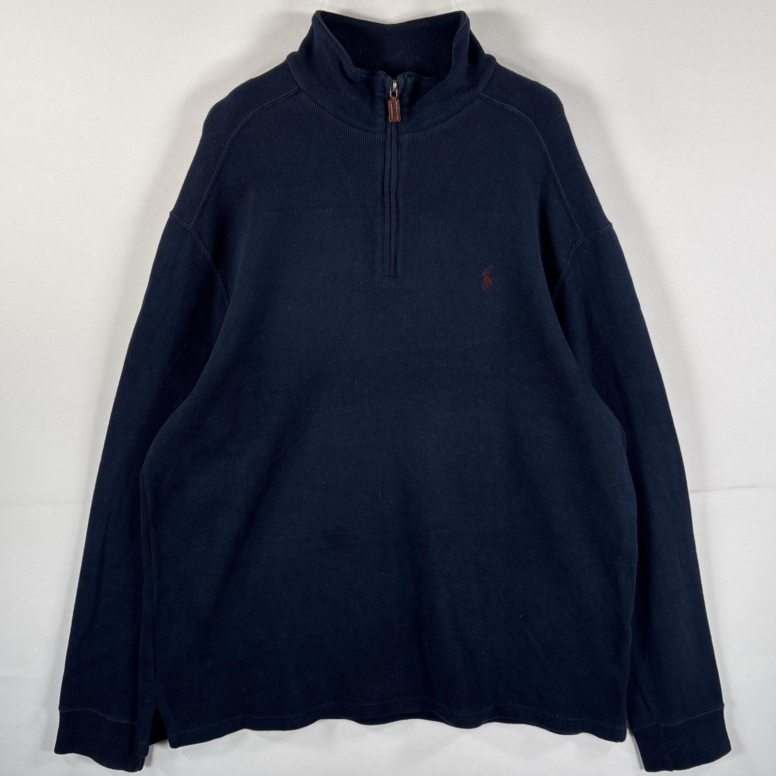 古着 90s/90年代 ポロバイラルフローレン Polo by Ralph Lauren コットンニット ハーフジップ 大きいサイズ XL ネイビー メンズ 5,148円