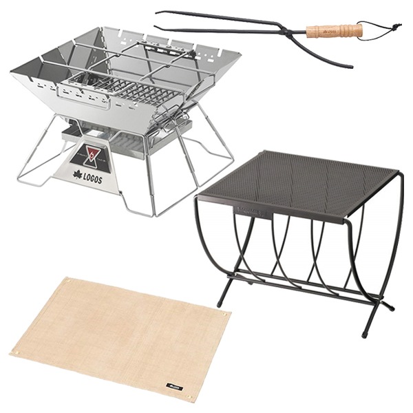 ピラミッドTAKIBI L セット the ピラミッドTAKIBI L + たき火台シート(80×60cm) + 薪ラックテーブル + 薪ばさみ