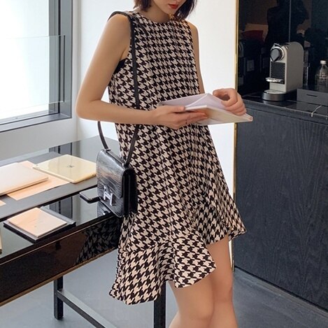 レディース ワンピース チュニック ショート ショート丈 膝上 ノースリーブ アシメ アシンメトリー