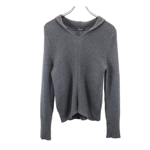 日本製 シルクブレンド 長袖 ニット 6F グレー セーター レディース