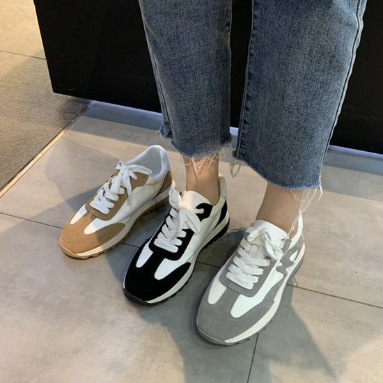【取寄：納期2週間】スニーカー レディース スポーティ スニーカー スポーツシューズ ダッドスニーカー シューズ 白 美脚 シンプル カジュアル お洒落 歩きやすい ローカット ランニング レディース