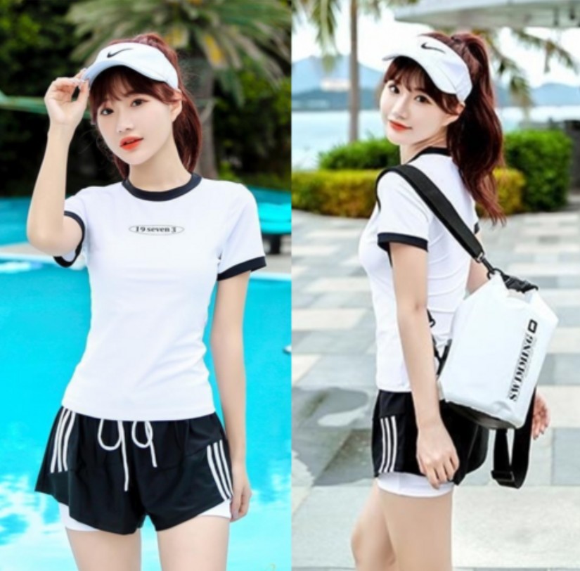 ビブオン 女性 半袖 半ズボン 水着セット