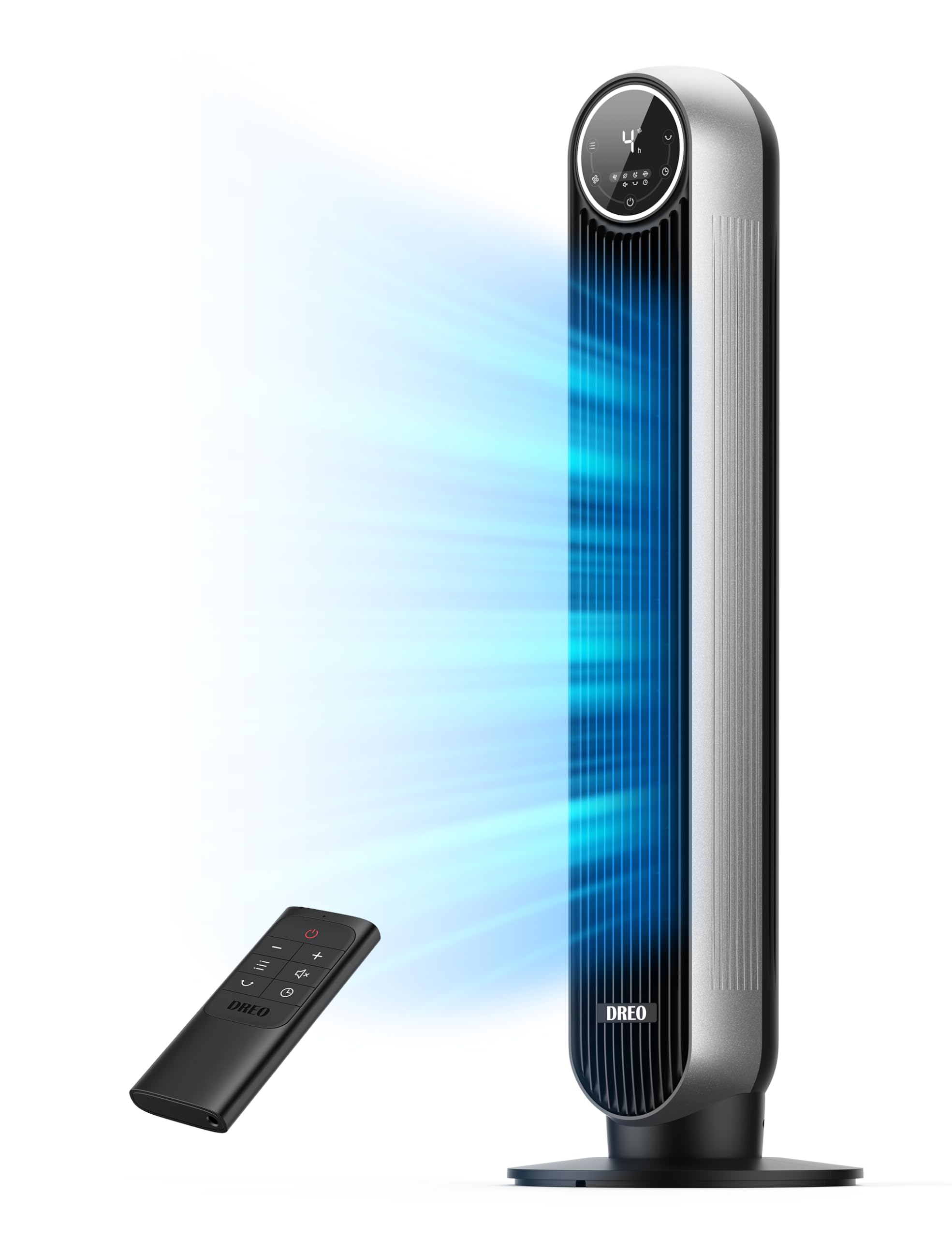 Dreo 扇風機 タワーファン 左右90自動首振り パワフル送風 7.3m/s 風量4段階 LEDディスプレイ 静音 リモコン付き タイマー付き 羽なし おしゃれ グッズ オフィス/脱衣所/寝室/居