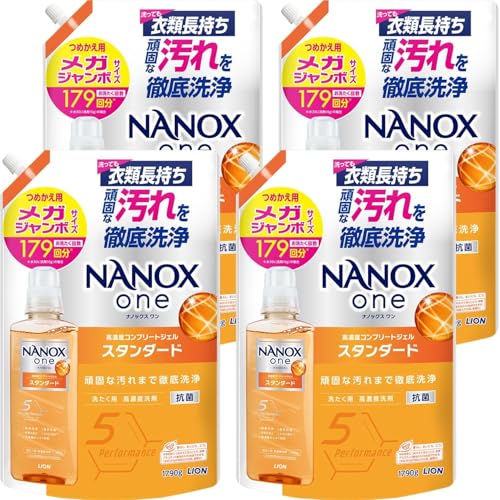 ＮＡＮＯＸ ｏｎｅ スタンダード 詰替メガジャンボ1790g×4個 シトラスソープ 頑固な汚れまで徹底洗浄 洗濯洗剤 色変化防止 抗菌 ウイルス除去 洗濯槽のニオイ抑制 7,738円