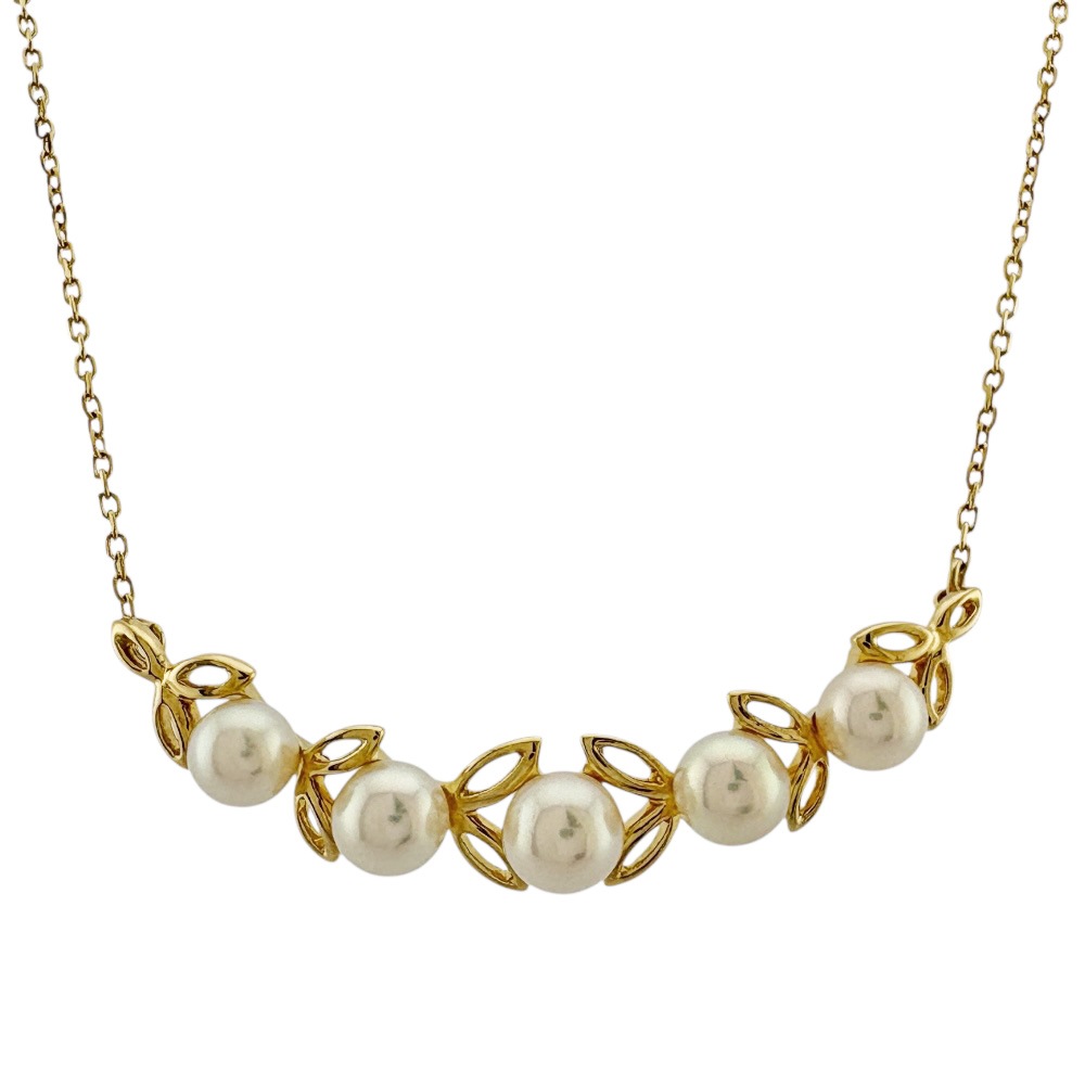 ミキモト ネックレス 18金 K18イエローゴールド アコヤパール MIKIMOTO 中古 美品