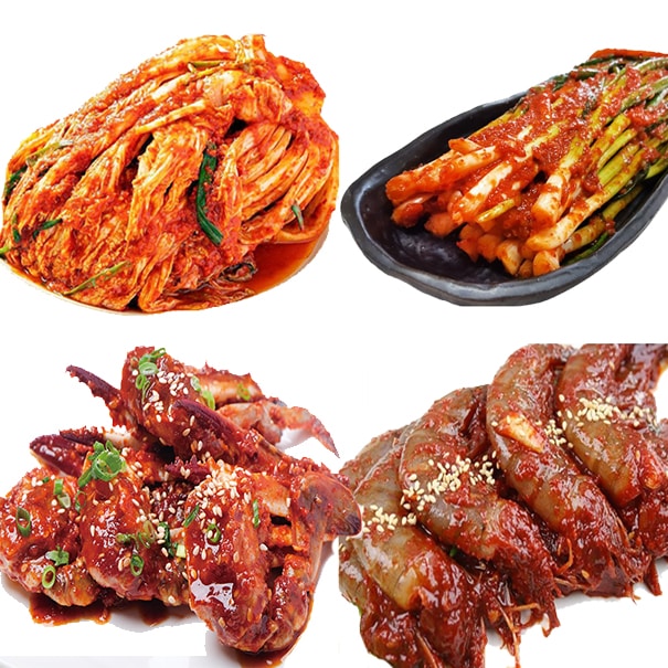 【冷蔵絶品４種セット】ネギキムチ500ｇ +白菜キムチ500ｇ+ ヤンニョムケジャン500ｇ+ ヤンニョムセウ500ｇ