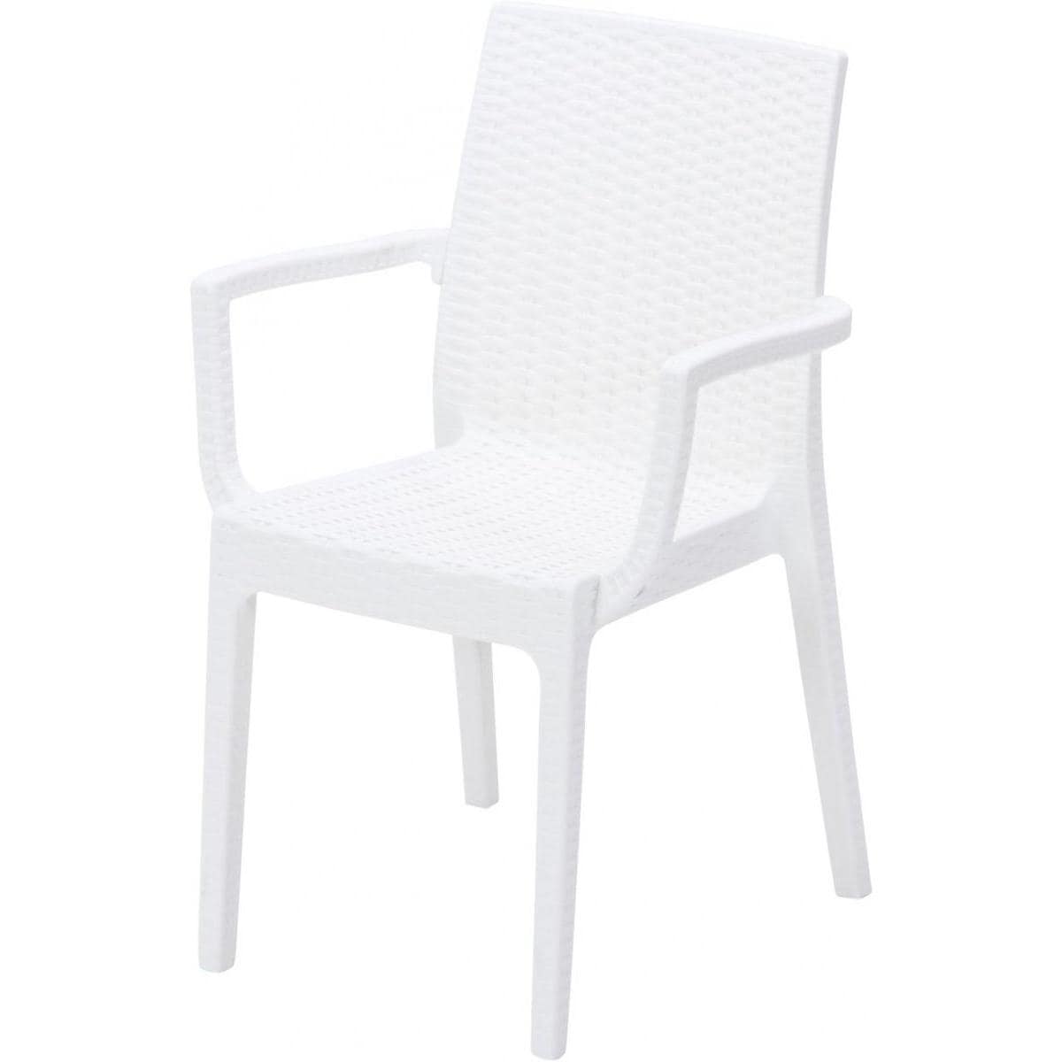 【I】 不二貿易 ガーデン プラスチック モダン チェア ステラ ホワイト 肘付 1脚　ガーデンチェア 椅子 いす 屋外 庭