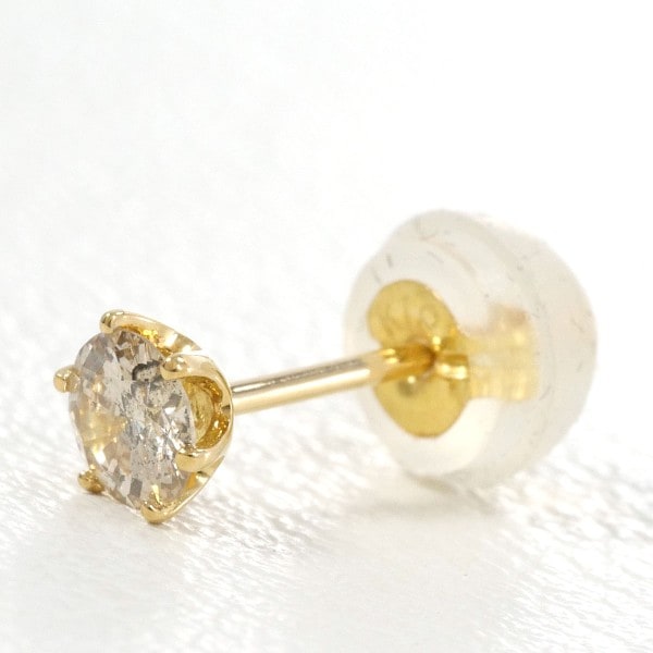 K18 18金 YG イエローゴールド ピアス(片耳) ブラウンダイヤ 0.14 ジュエリー 中古