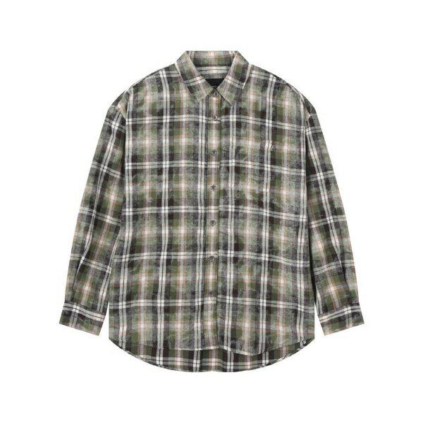 【女性】ウォッシュ加工ルーズフィットチェック長袖シャツ (B253SH510P) [P003768541]