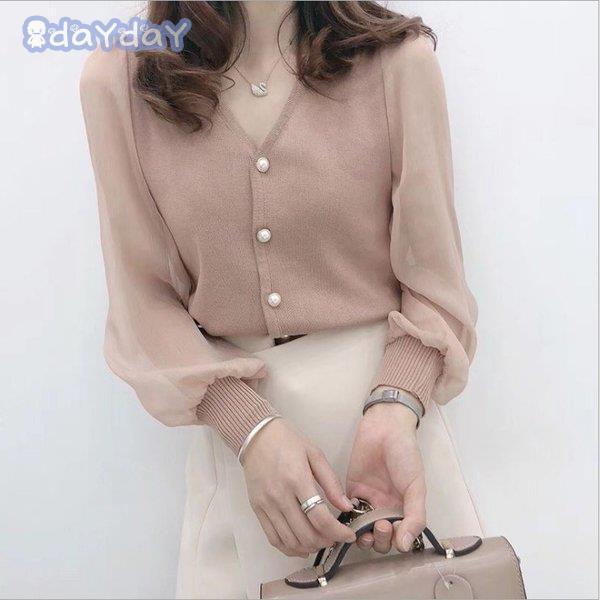 【迅速出荷】 ブラウス レディース 春夏 オシャレブラウス 薄手長袖 ブラウス Vネック トップス カットソ 風 きれいめ 新品 30代 40代 秋着痩せ 通勤 OL