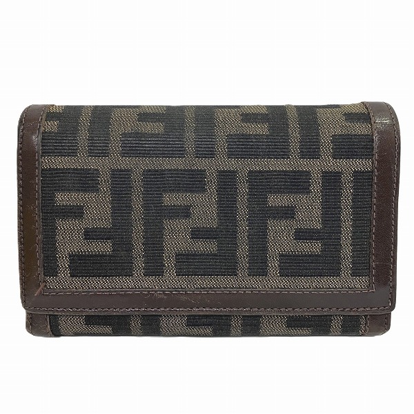 フェンディ FENDI ズッカ柄 コンパクトウォレット 31052 2つ折り財布【中古】