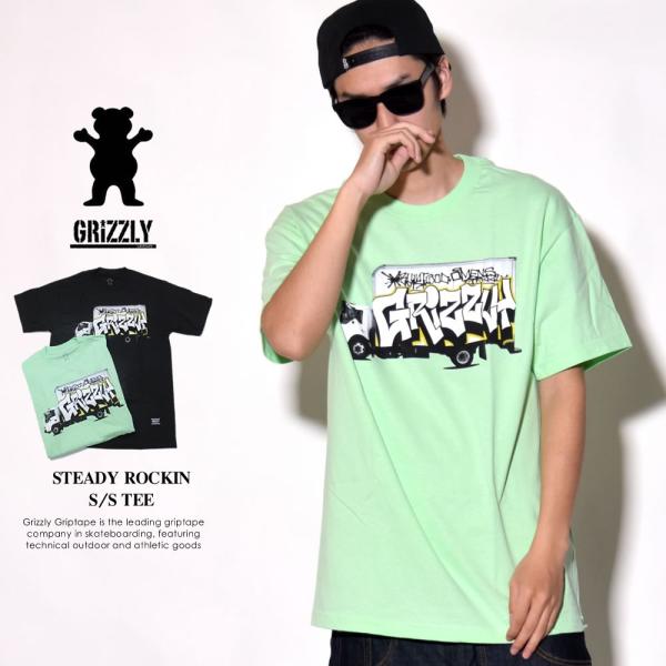 グリズリーグリップテープ Grizzly Griptape Tシャツ メンズ 半袖 STEADY ROCKIN S/S TEE GMA1801P03