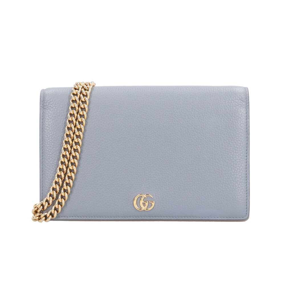 グッチ GGマーモント ショルダーバッグ レザー 497985 ブルー GUCCI 中古