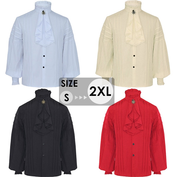 ゴシック風 トップス舞台ステージ衣装 ヨーロッパ中世 ジャガード織シャツ ルネッサンス 男性用 GOTHIC シャツ パンク＆ゴシック 中世 ブラック ホワイトレッド ベージュ 5,186円