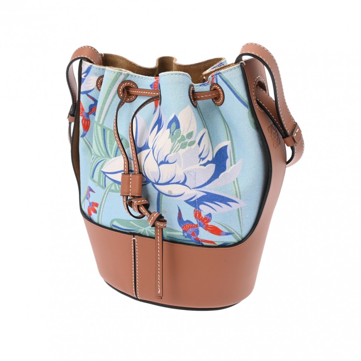 バルーンバッグ パウラズ イビザ コラボ ブルー/マルチカラー 328.04AC31 レディース キャンバス レザー ショルダーバッグ Aランク 中古 銀蔵