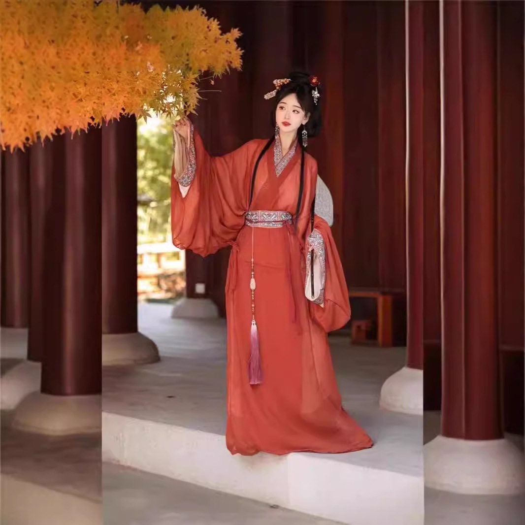 新夢の国戦国ローブ馬山楚墓修復日常ストレートヘムローブ大人漢服女性テール大容量ストレートヘム