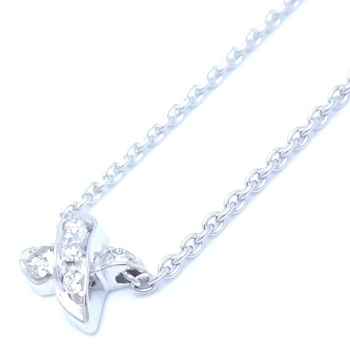 シグネチャー ネックレス ミニ ダイヤモンド K18WG ホワイトゴールド/293307【中古】
