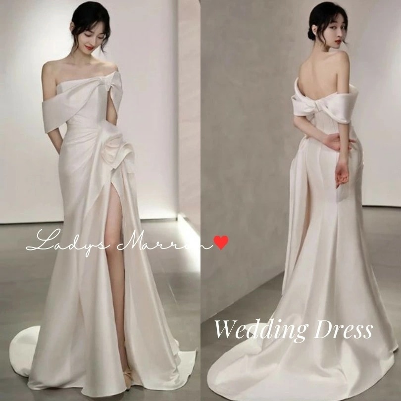 【即納】ウェディングドレス ウエディングドレス 白 前撮り ドレス マーメイド 結婚式 二次会 ドレス 花嫁 オフショルダー オフショル 袖あり 白いドレス 花嫁かわいい 花嫁二次会ドレス フォトウェ