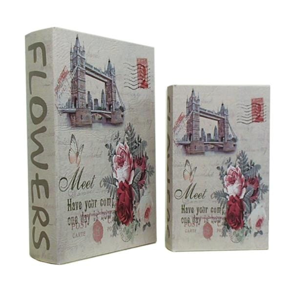 本型収納ボックス ブック 小物入れ ダミー 貴重品保管 アンティーク 重厚感 小道具 大小2点セット 3BB202