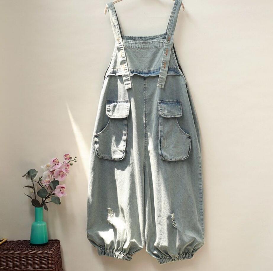 オーバーオール 9分丈ワイドパンツ ジャンプスーツ レディースデニム NK85 2COLOR オールインワン 韓国ファッション 5,853円